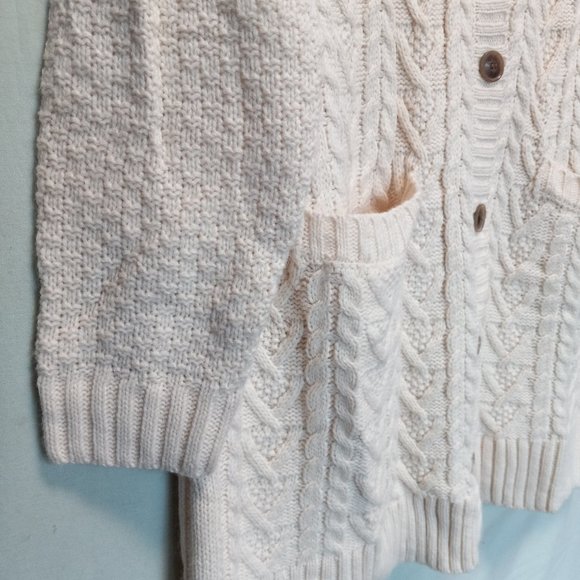 Soft & Cozy Chunky Knit V-Neck Button-Down Cardigan Sweater M-L (T-343) - Picture 8 of 11